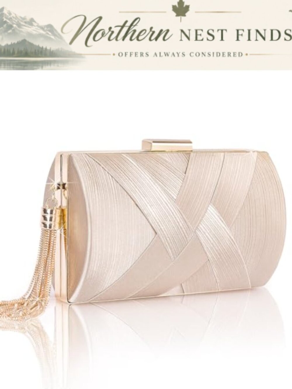 Women's Satin Clutch Evening Handbag Tassel Chain Formal Party Purse